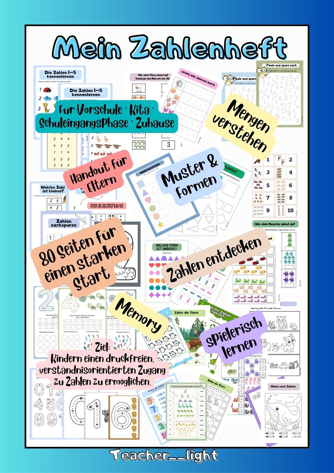 Mein Zahlenheft – Spielerisch Zahlen verstehen & entdecken (PDF für Vorschule & Schuleingangsphase)