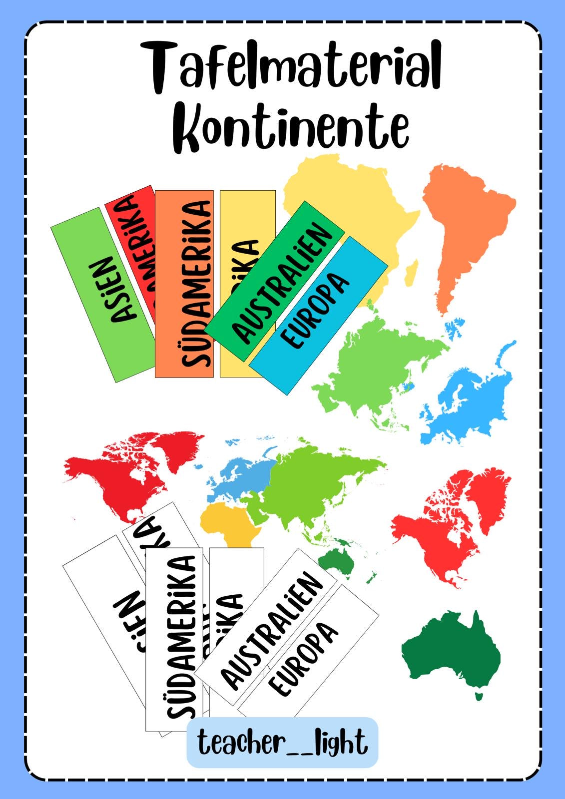 Kontinente – Tafelmaterial & Schilder für den Unterricht (PDF)