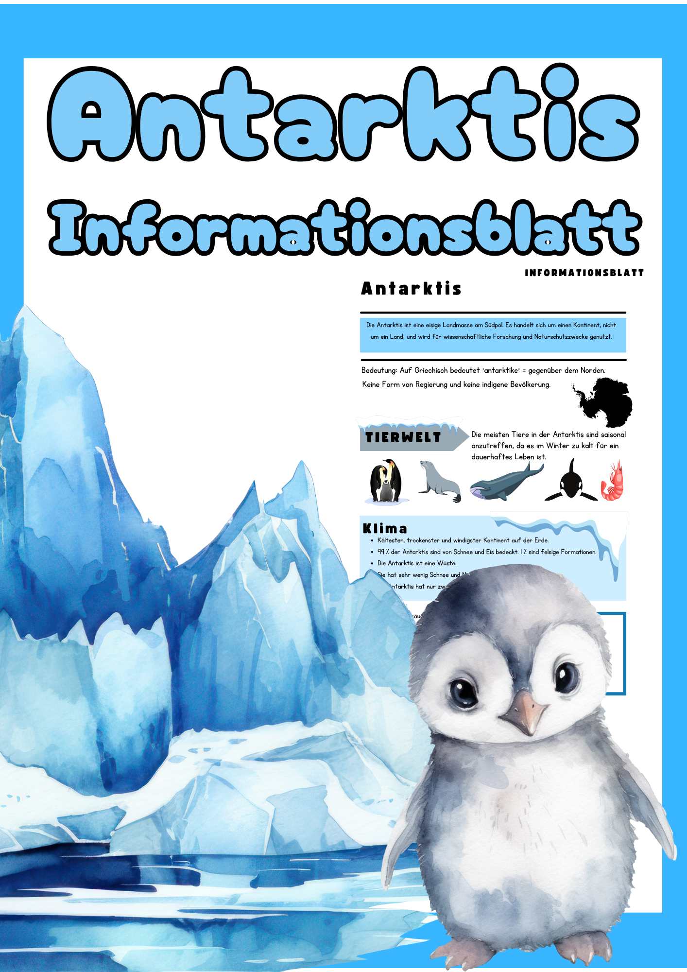 Antarktis – Infoblatt für den Sachunterricht (PDF ab Klasse 3)