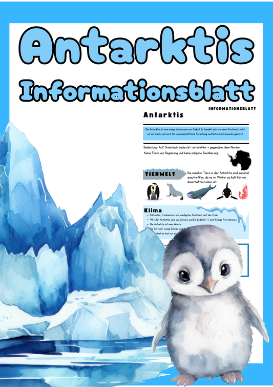 Antarktis – Infoblatt für den Sachunterricht (PDF ab Klasse 3)