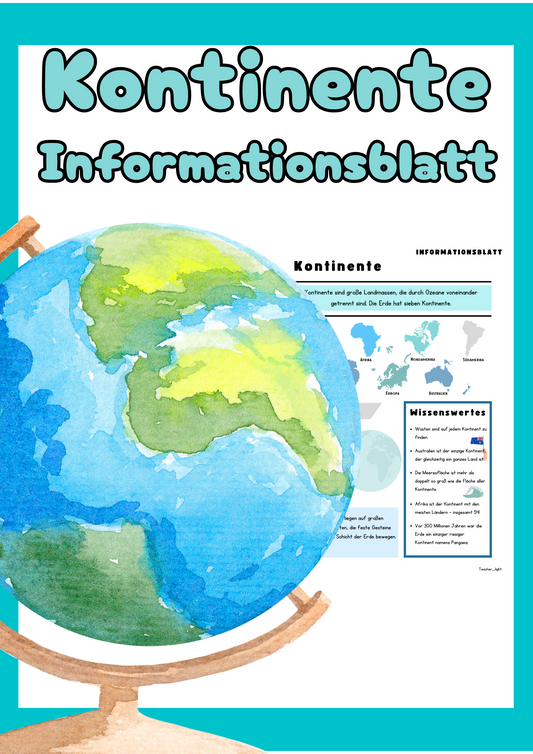 Kontinente – Infoblatt für den Sachunterricht (PDF ab Klasse 3)