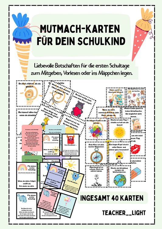 Deckblatt für Mutmachkarten Schulkind Produkt