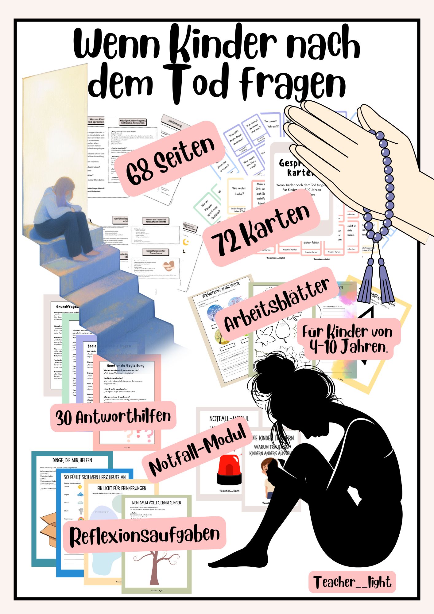 Wenn Kinder nach dem Tod fragen – Trauerbegleitung, Gesprächskarten & Notfall-Modul (PDF, 4–10 Jahre)