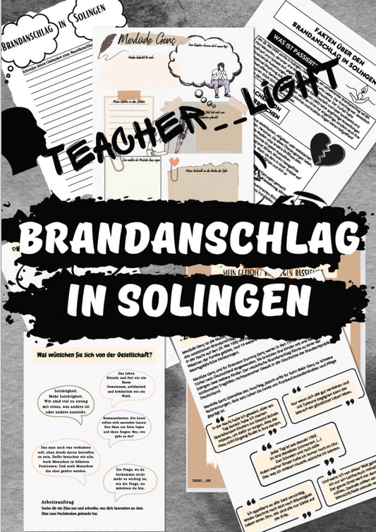 Brandanschlag in Solingen – Unterrichtsmaterial zu Rassismus, Erinnerungskultur & Demokratiebildung (PDF ab Klasse 8)