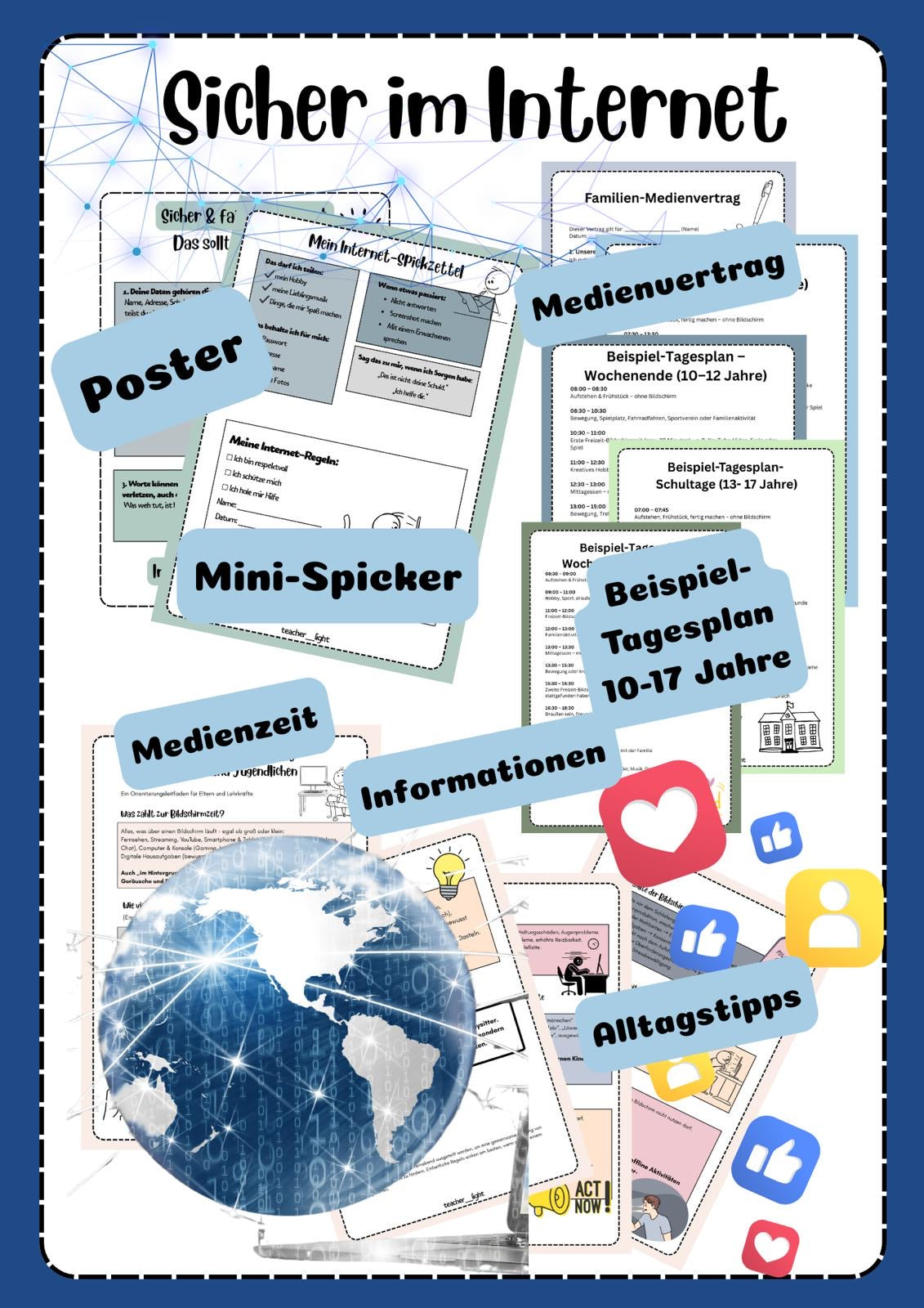 Sicher im Internet – Medienkompetenz, Regeln & Alltagshilfen für Kinder & Jugendliche (PDF, 10–17 Jahre)